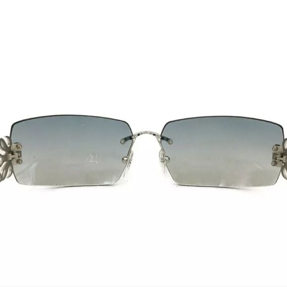 Loewe Anagram Rimless Sunglasses Blue Gradient Lens Silver Frame Logo Arms main image 4